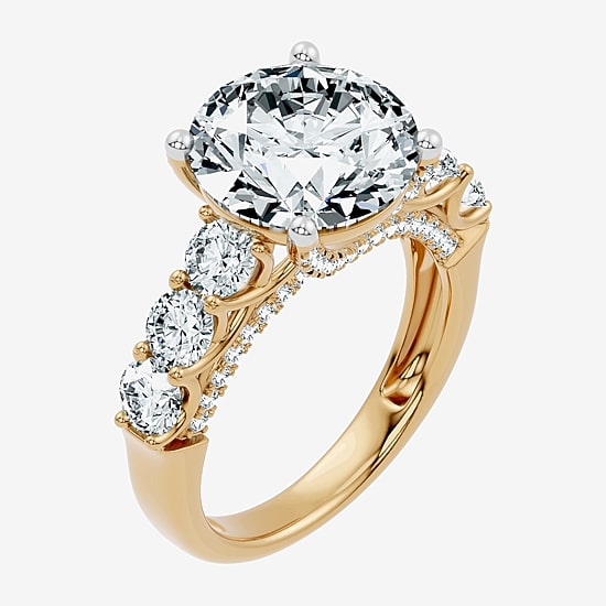 Signature By Modern Bride (F-G / Vs2-Si1) Womens 5 CT. T.W. Lab Grown White Diamond 10K Gold Round Side Stone Engagement Ring