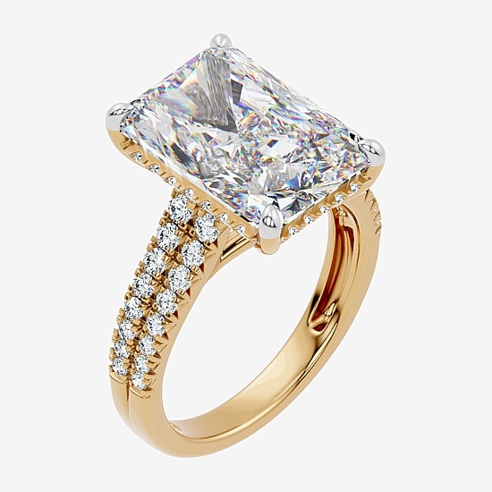 Signature By Modern Bride (F-G / Vs2-Si1) Womens 8 1/2 Ct. T.W. Lab Grown White Diamond 14K Gold Rectangular Side Stone Engagement Ring