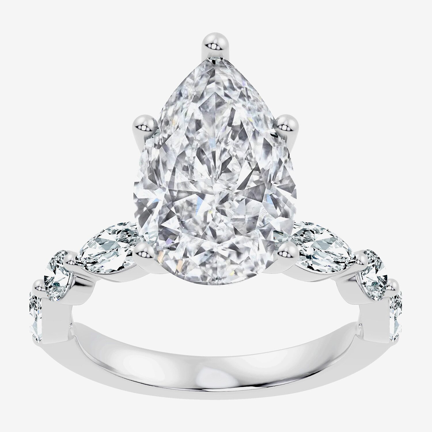 Signature By Modern Bride (F-G / Vs2-Si1) Womens CT. T.W. Lab Grown White Diamond 14K Gold Pear Side Stone Engagement Ring