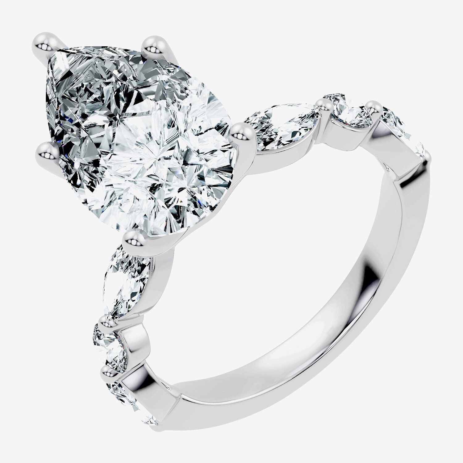 Signature By Modern Bride (F-G / Vs2-Si1) Womens CT. T.W. Lab Grown White Diamond 14K Gold Pear Side Stone Engagement Ring
