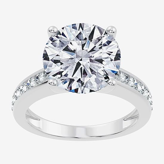 Signature By Modern Bride (F-G / Vs2-Si1) Womens 5 1/2 CT. T.W. Lab Grown White Diamond 14K Gold Round Side Stone Engagement Ring