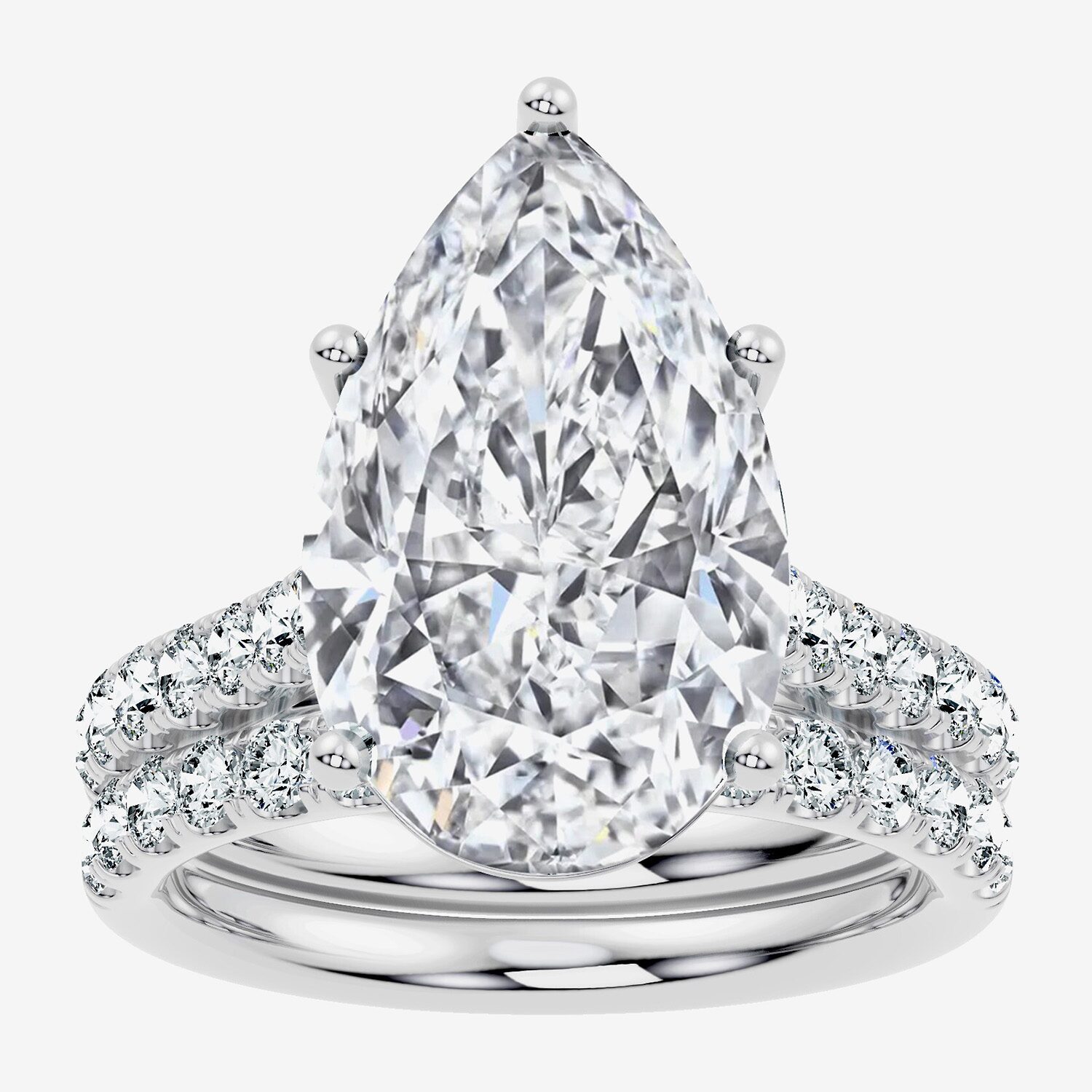 Signature By Modern Bride (F-G / Vs2-Si1) Womens Ct.T.W. Lab Grown White Diamond 14K Gold Pear Side Stone Bridal Set