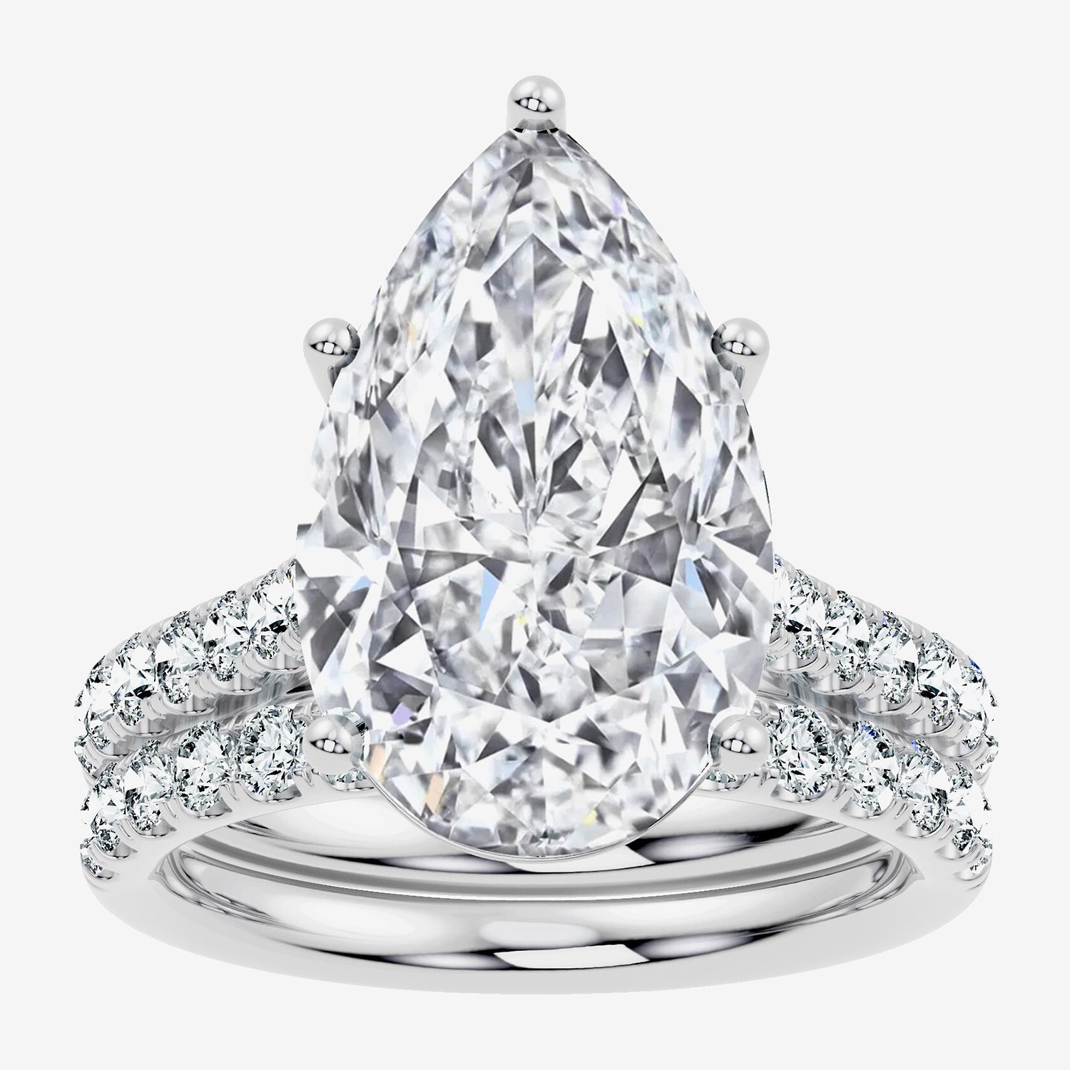 Signature By Modern Bride (F-G / Vs2-Si1) Womens Ct.T.W. Lab Grown White Diamond 14K Gold Pear Side Stone Bridal Set