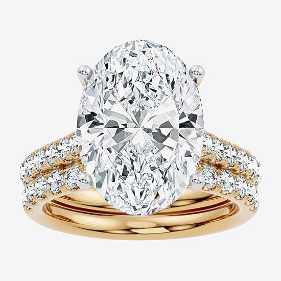Signature By Modern Bride (F-G / Vs2-Si1) Womens 11 Ct.T.W. Lab Grown White Diamond 14K Gold Oval Side Stone Bridal Set