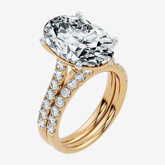 Signature By Modern Bride (F-G / Vs2-Si1) Womens 11 Ct.T.W. Lab Grown White Diamond 14K Gold Oval Side Stone Bridal Set