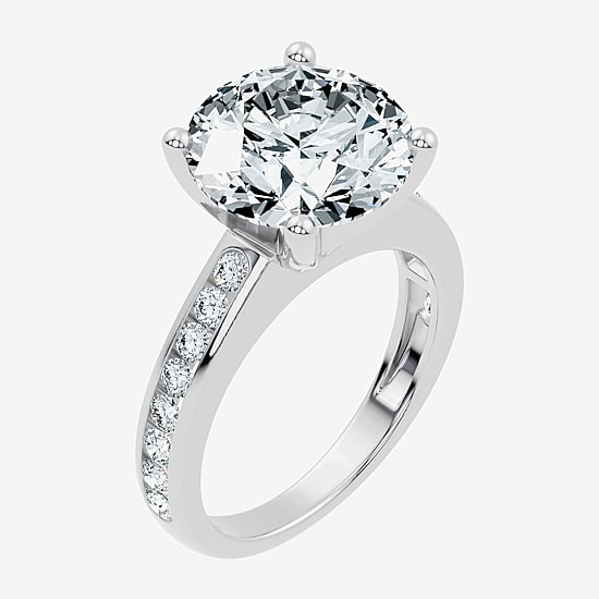 Signature By Modern Bride (F-G / Vs2-Si1) Womens 6 1/2 Ct. T.W. Lab Grown White Diamond 14K Gold Round Side Stone Engagement Ring