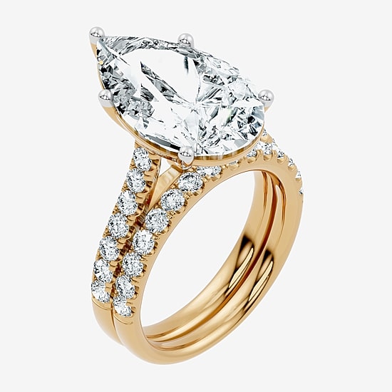 Signature By Modern Bride (F-G / Vs2-Si1) Womens 11 Ct.T.W. Lab Grown White Diamond 14K Gold Pear Side Stone Bridal Set