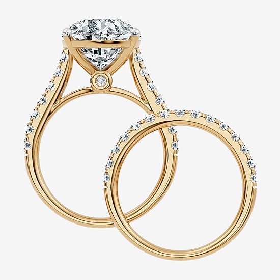 Signature By Modern Bride (F-G / Vs2-Si1) Womens 11 Ct.T.W. Lab Grown White Diamond 14K Gold Pear Side Stone Bridal Set