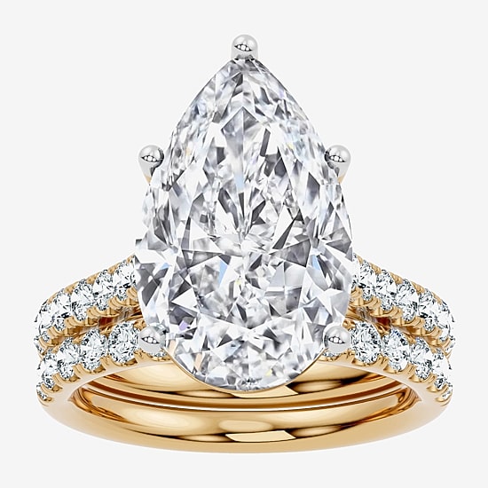 Signature By Modern Bride (F-G / Vs2-Si1) Womens 11 Ct.T.W. Lab Grown White Diamond 14K Gold Pear Side Stone Bridal Set