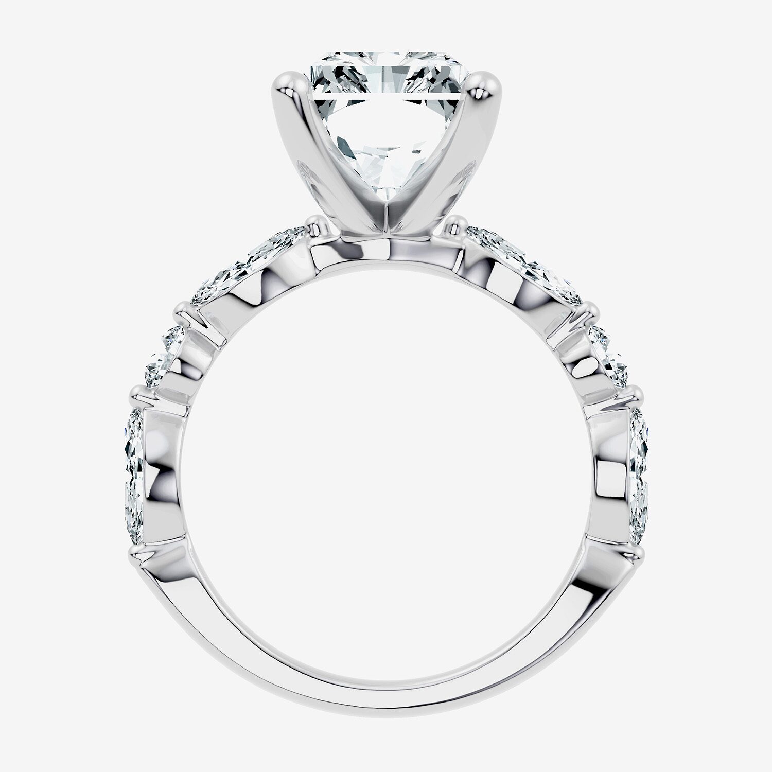 Signature By Modern Bride (F-G / Vs2-Si1) Womens 6 CT. T.W. Lab Grown White Diamond 14K Gold Rectangular Side Stone Engagement Ring