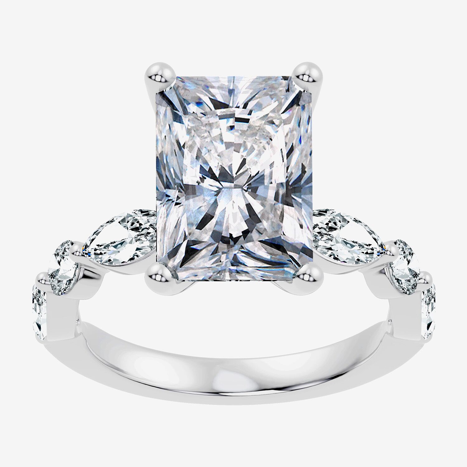 Signature By Modern Bride (F-G / Vs2-Si1) Womens 6 CT. T.W. Lab Grown White Diamond 14K Gold Rectangular Side Stone Engagement Ring