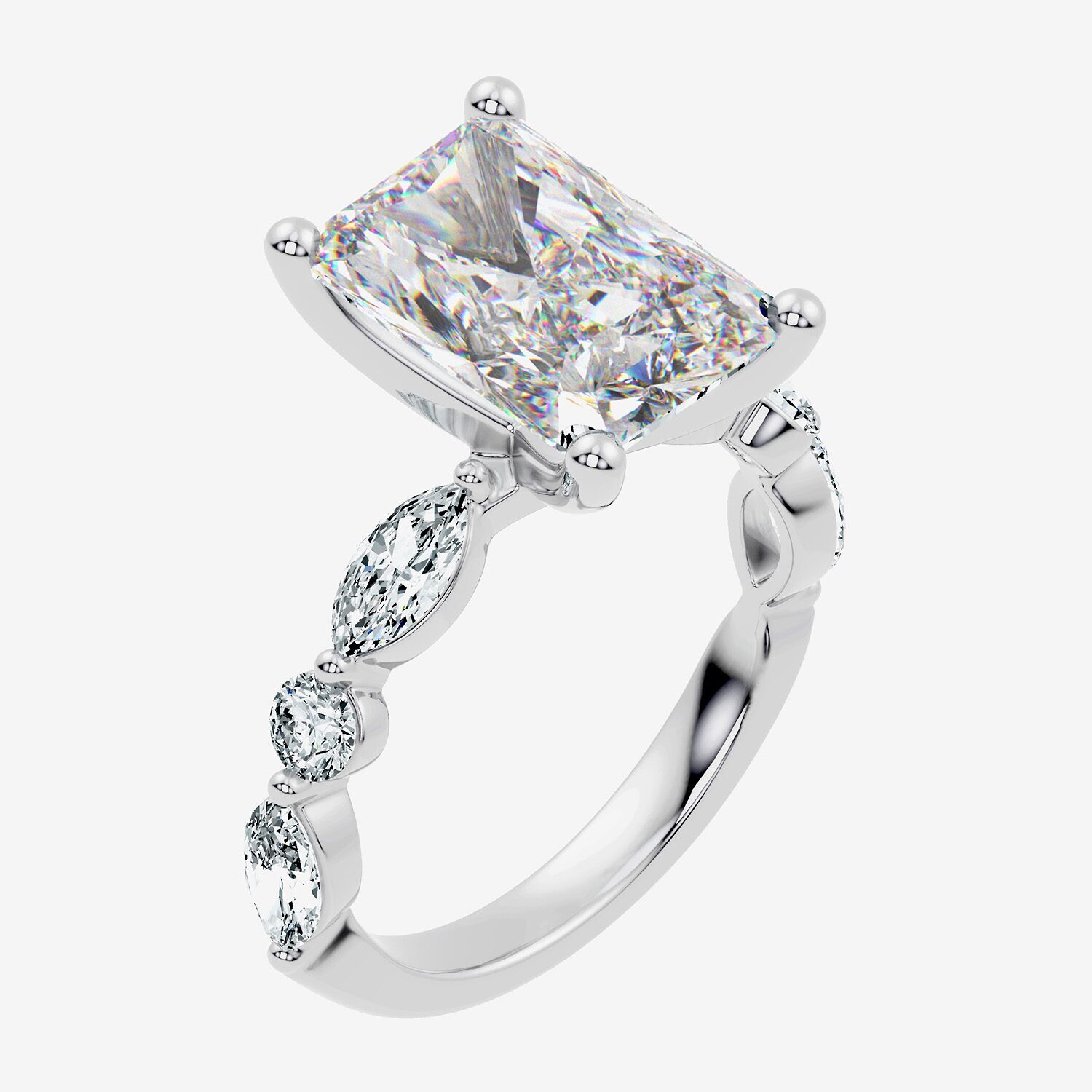Signature By Modern Bride (F-G / Vs2-Si1) Womens 6 CT. T.W. Lab Grown White Diamond 14K Gold Rectangular Side Stone Engagement Ring
