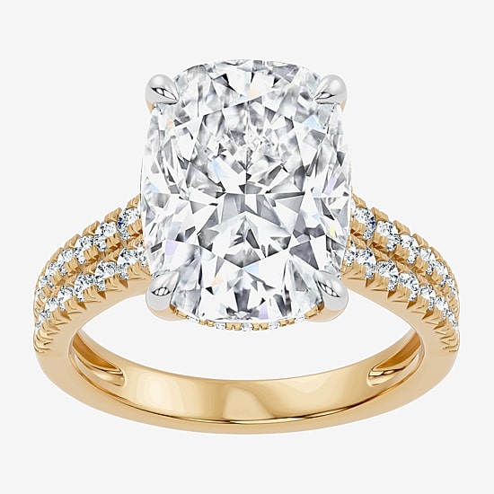 Signature By Modern Bride (F-G / Vs2-Si1) Womens 8 1/2 Ct. T.W. Lab Grown White Diamond 14K Gold Cushion Side Stone Engagement Ring