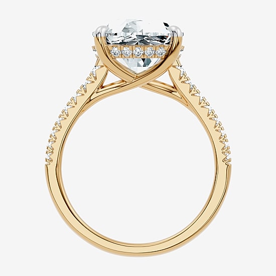 Signature By Modern Bride (F-G / Vs2-Si1) Womens 10 1/2 Ct. T.W. Lab Grown White Diamond 14K Gold Cushion Side Stone Engagement Ring