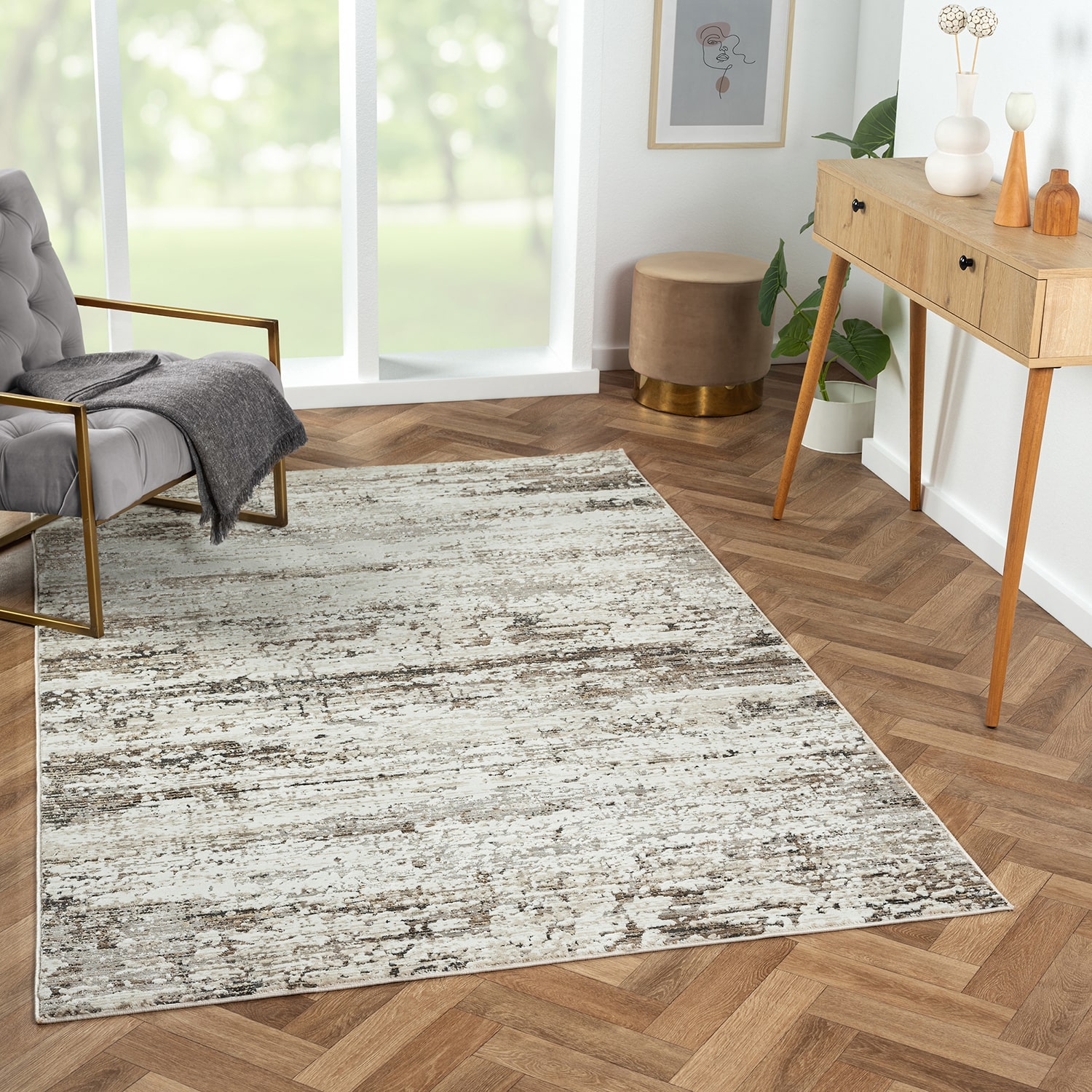 LR HOME Willow Abstract Indoor Rectangular Area Rug