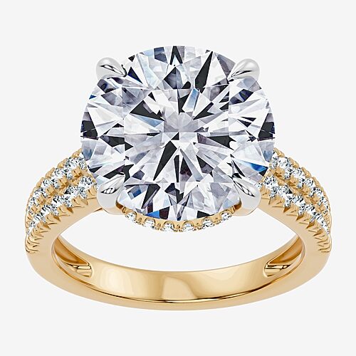 Signature By Modern Bride (F-G / Vs2-Si1) Womens 8 1/2 Ct. T.W. Lab Grown White Diamond 14K Gold Round Side Stone Engagement Ring, 9, Yellow