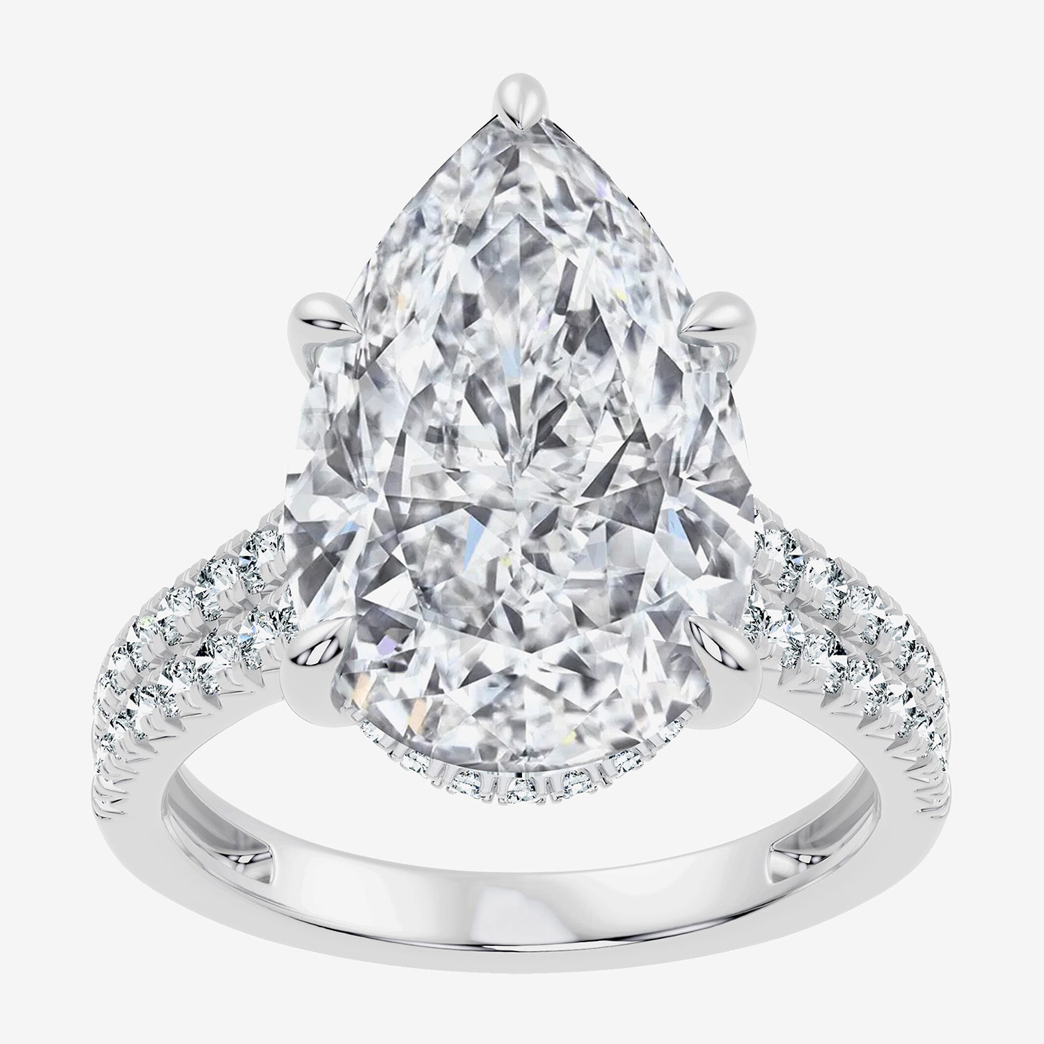 Signature By Modern Bride (F-G / Vs2-Si1) Womens 1/2 Ct. T.W. Lab Grown White Diamond 14K Gold Pear Side Stone Engagement Ring