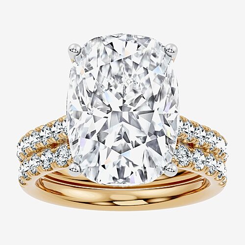 Modern Bride Signature By  (f-g / Vs2-si1) Womens 9 Ct.t.w. Lab Grown White Diamond 14k Gold Cushion  In Yellow