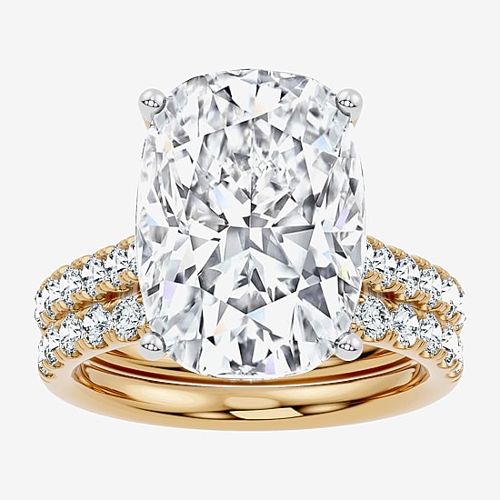 Signature By Modern Bride (F-G / Vs2-Si1) Womens 9 Ct.T.W. Lab Grown White Diamond 14K Gold Cushion Side Stone Bridal Set