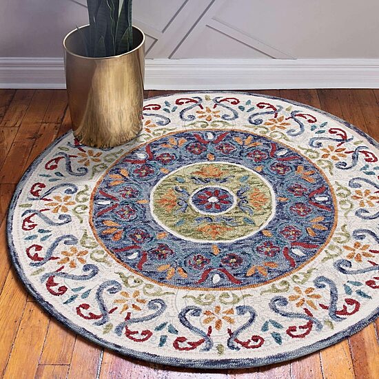 LR Home Sindy Medallion Hand Tufted Indoor Round Area Rug