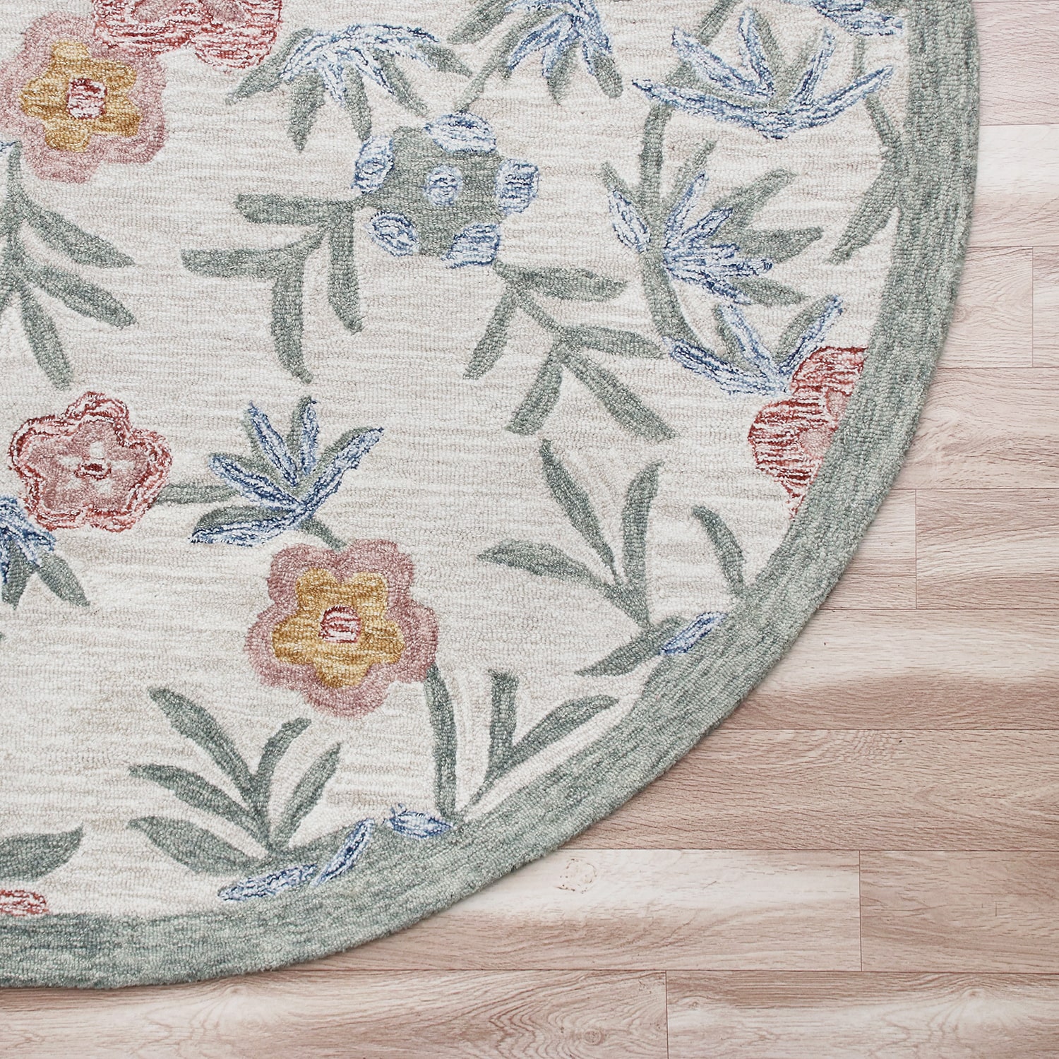 LR Home Sindy Floral Hand Tufted Indoor Round Area Rug