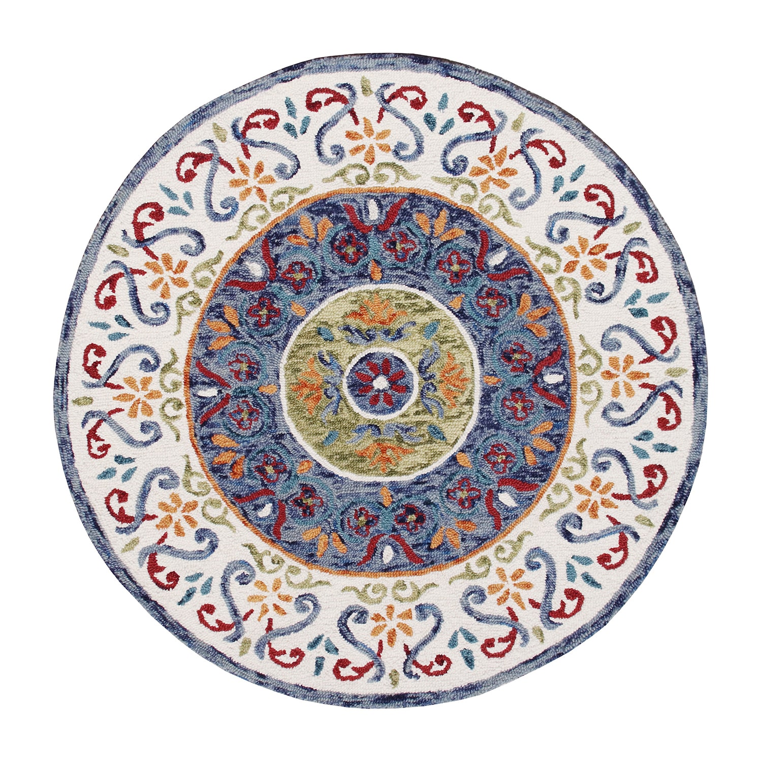 LR Home Sindy Medallion Hand Tufted Indoor Round Area Rug