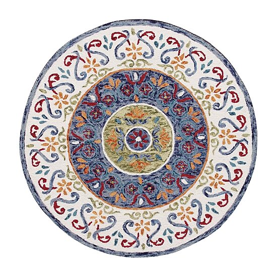 LR Home Sindy Medallion Hand Tufted Indoor Round Area Rug