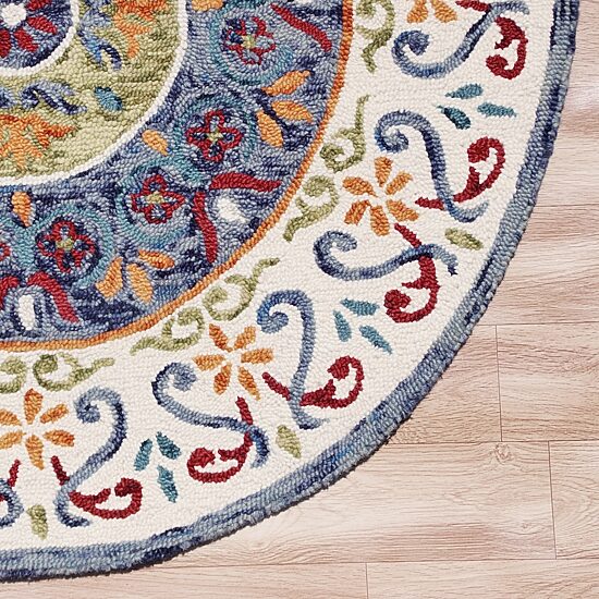 LR Home Sindy Medallion Hand Tufted Indoor Round Area Rug