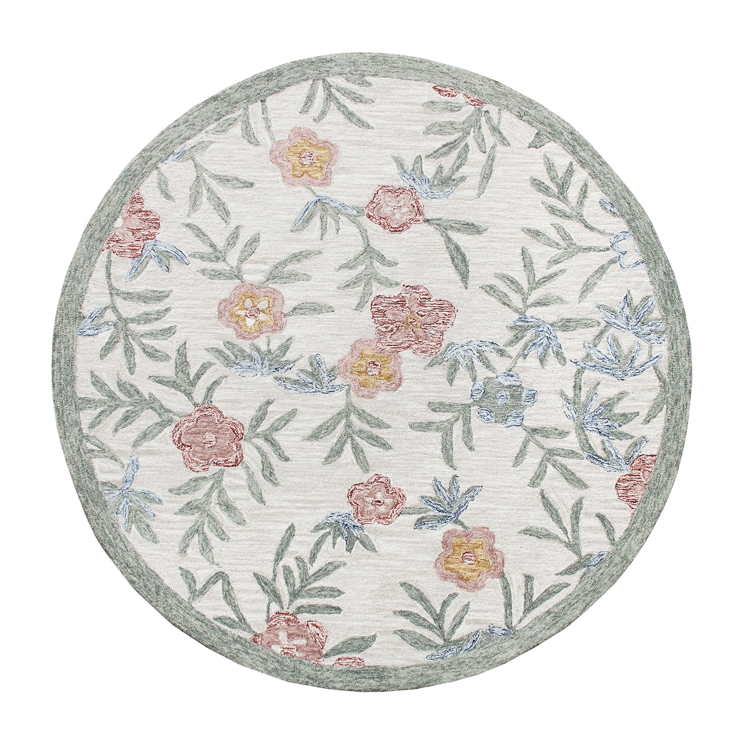 LR Home Sindy Floral Hand Tufted Indoor Round Area Rug