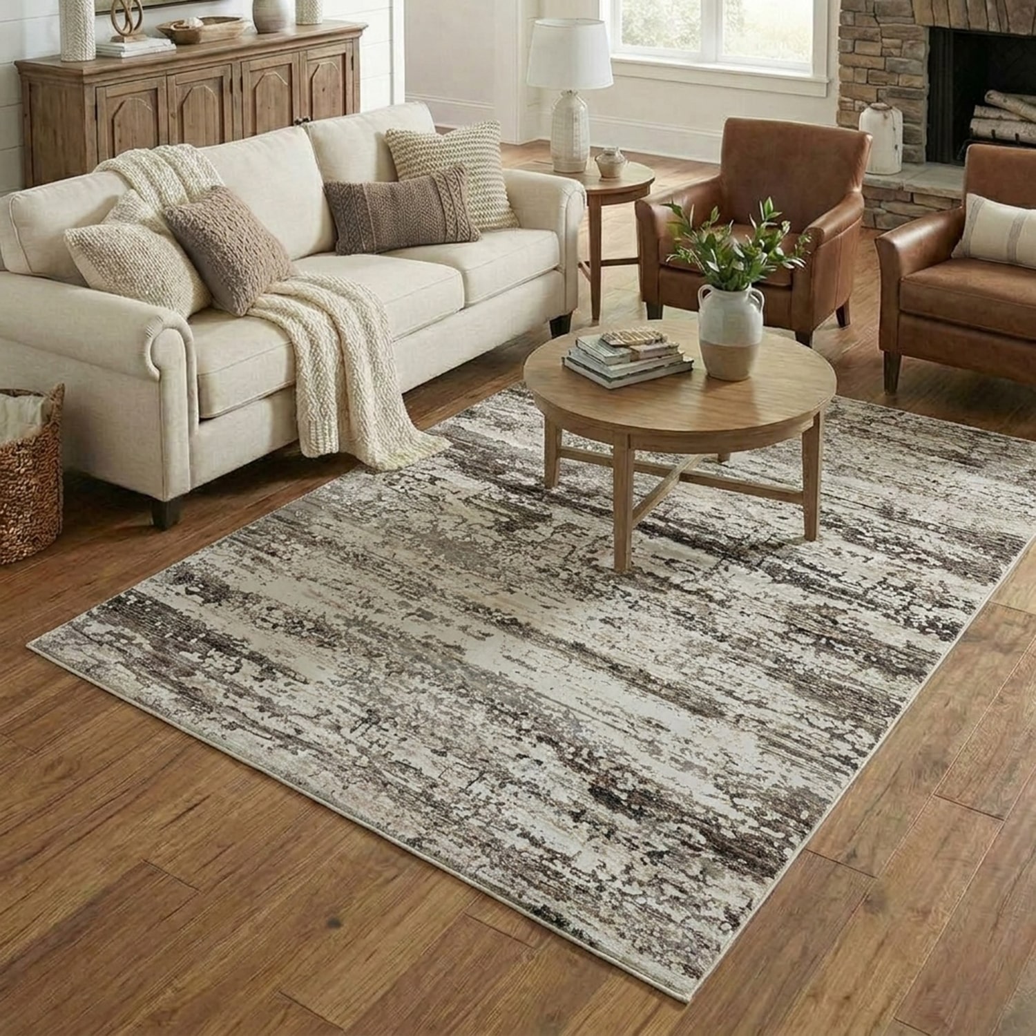 LR HOME Willow Abstract Indoor Rectangular Area Rug