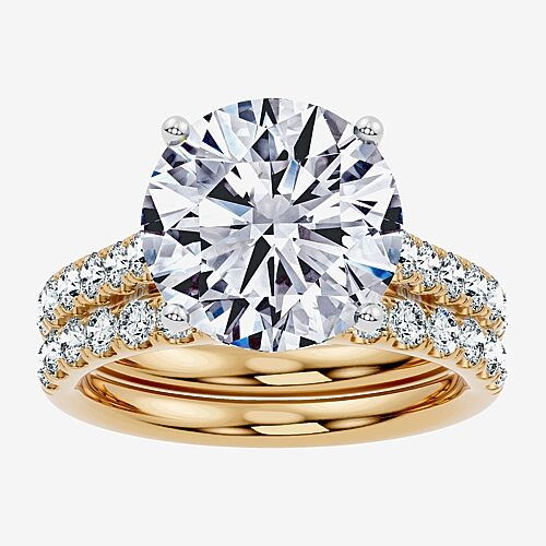 Signature By Modern Bride (F-G / Vs2-Si1) Womens 7 Ct.T.W. Lab Grown White Diamond 14K Gold Round Side Stone Bridal Set, 9, Yellow