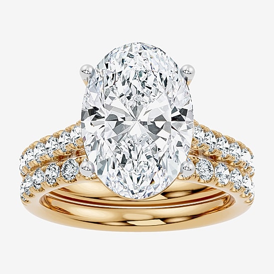 Signature By Modern Bride (F-G / Vs2-Si1) Womens 7 Ct.T.W. Lab Grown White Diamond 14K Gold Oval Side Stone Bridal Set