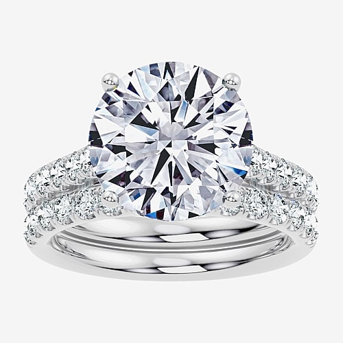 Signature By Modern Bride (F-G / Vs2-Si1) Womens 7 Ct.T.W. Lab Grown White Diamond 14K Gold Round Side Stone Bridal Set, 9, White
