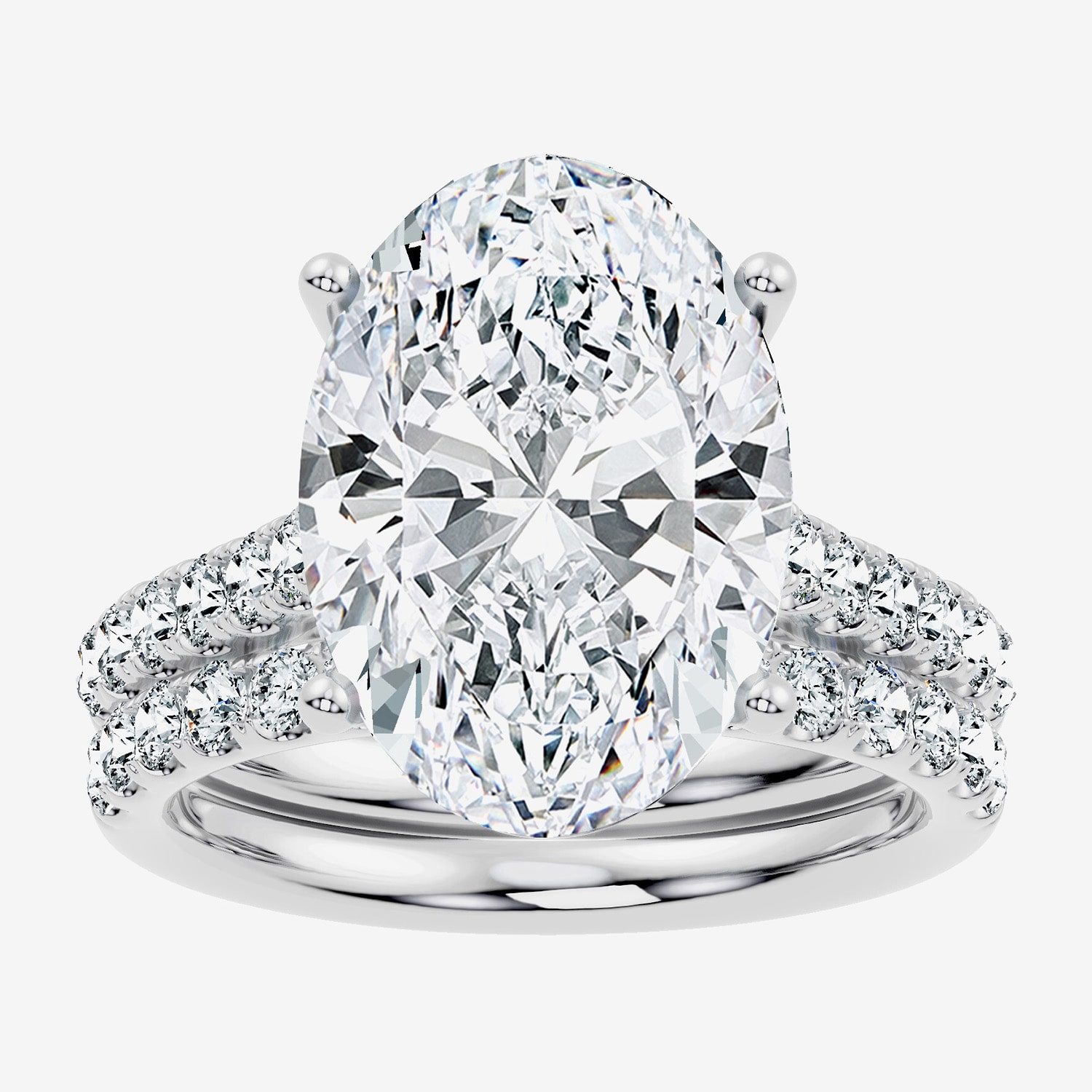 Signature By Modern Bride (F-G / Vs2-Si1) Womens Ct.T.W. Lab Grown White Diamond 14K Gold Oval Side Stone Bridal Set