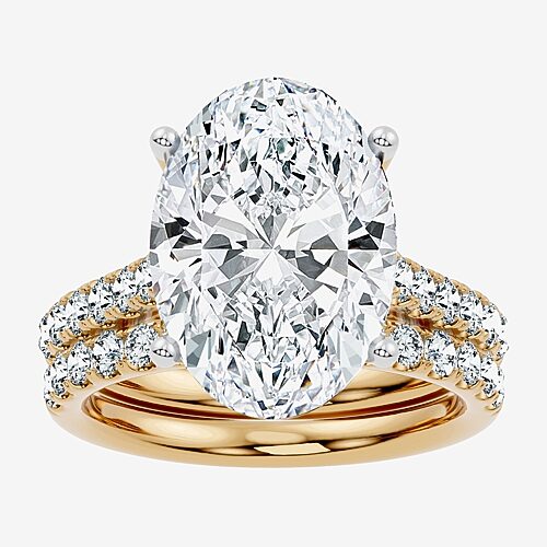 Signature By Modern Bride (F-G / Vs2-Si1) Womens 9 Ct.T.W. Lab Grown White Diamond 14K Gold Oval Side Stone Bridal Set, 9, Yellow