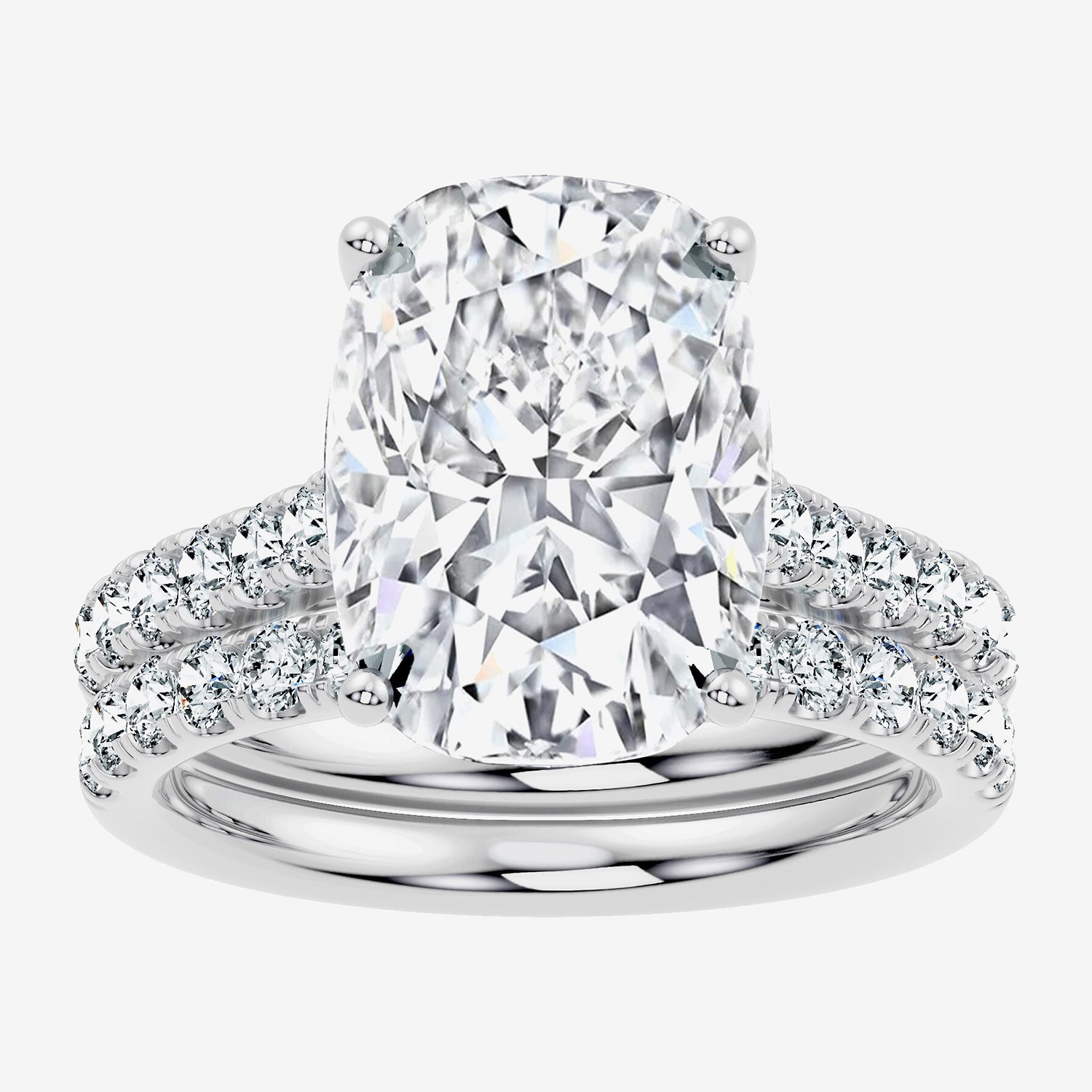 Signature By Modern Bride (F-G / Vs2-Si1) Womens Ct.T.W. Lab Grown White Diamond 14K Gold Cushion Side Stone Bridal Set