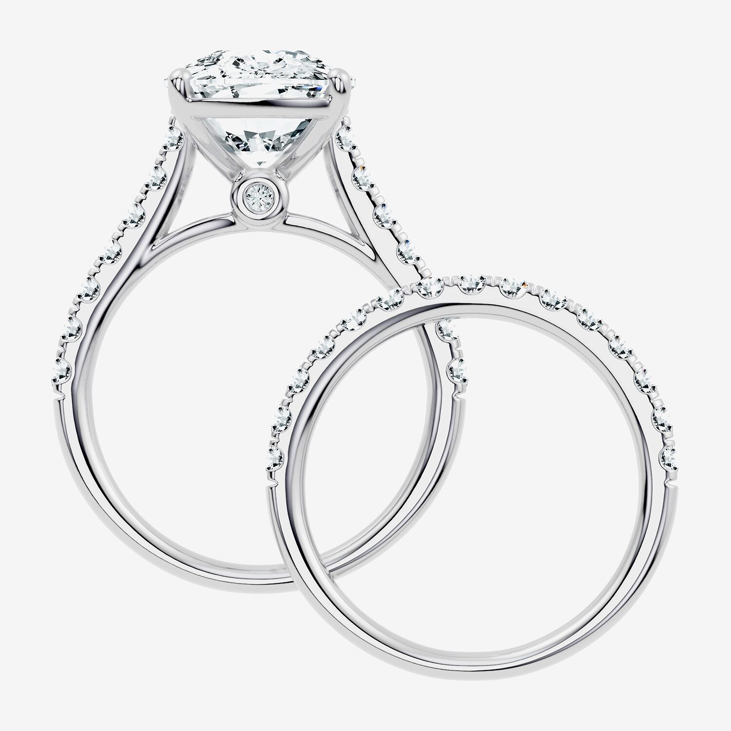 Signature By Modern Bride (F-G / Vs2-Si1) Womens 7 Ct.T.W. Lab Grown White Diamond 14K Gold Cushion Side Stone Bridal Set