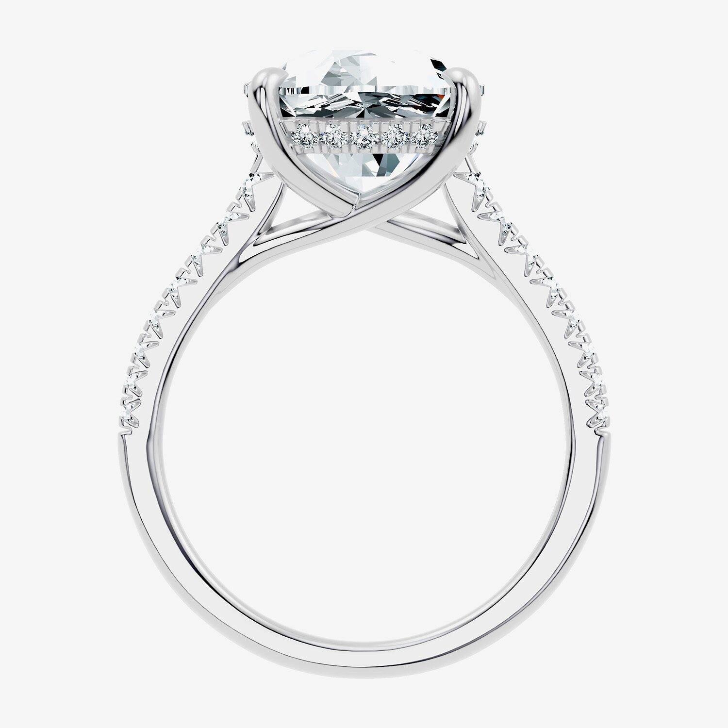 Signature By Modern Bride (F-G / Vs2-Si1) Womens 1/2 Ct. T.W. Lab Grown White Diamond 14K Gold Cushion Side Stone Engagement Ring