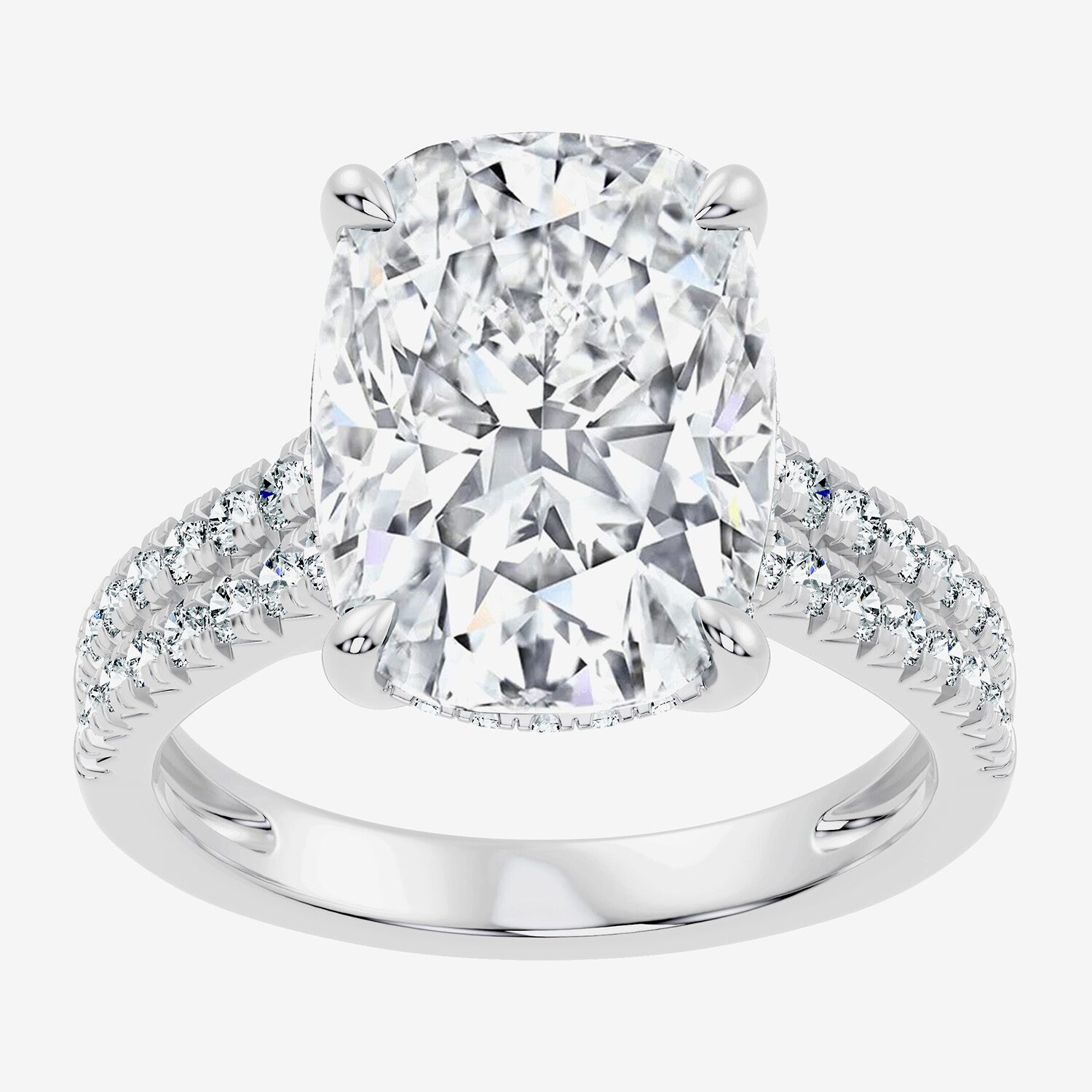 Signature By Modern Bride (F-G / Vs2-Si1) Womens 1/2 Ct. T.W. Lab Grown White Diamond 14K Gold Cushion Side Stone Engagement Ring