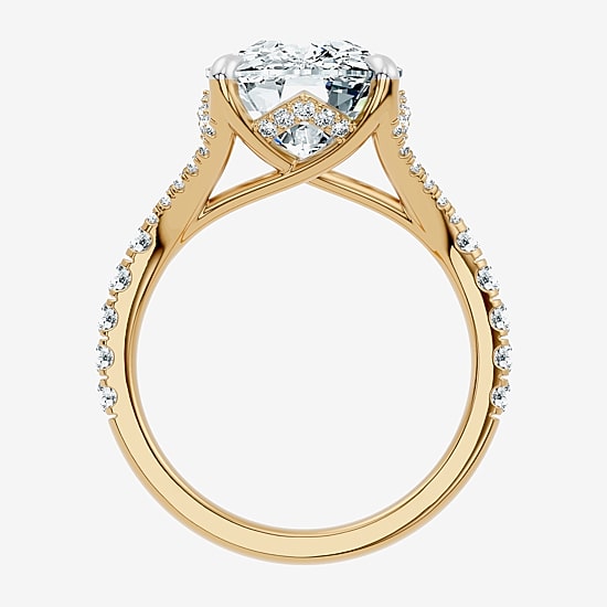 Signature By Modern Bride (F-G / Vs2-Si1) Womens 10 1/2 Ct. T.W. Lab Grown White Diamond 14K Gold Cushion Side Stone Engagement Ring