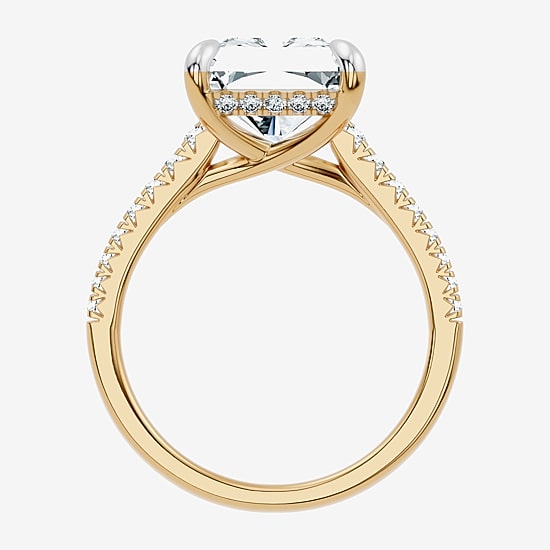 Signature By Modern Bride (F-G / Vs2-Si1) Womens 6 1/2 Ct. T.W. Lab Grown White Diamond 14K Gold Rectangular Side Stone Engagement Ring