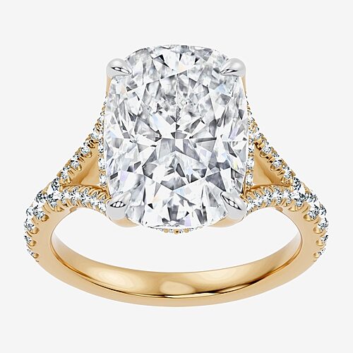 Signature By Modern Bride (F-G / Vs2-Si1) Womens 10 1/2 Ct. T.W. Lab Grown White Diamond 14K Gold Cushion Side Stone Engagement Ring, 9, Yellow