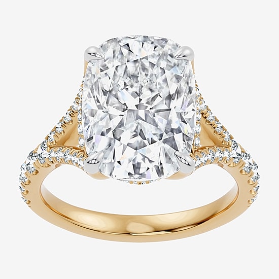 Signature By Modern Bride (F-G / Vs2-Si1) Womens 10 1/2 Ct. T.W. Lab Grown White Diamond 14K Gold Cushion Side Stone Engagement Ring