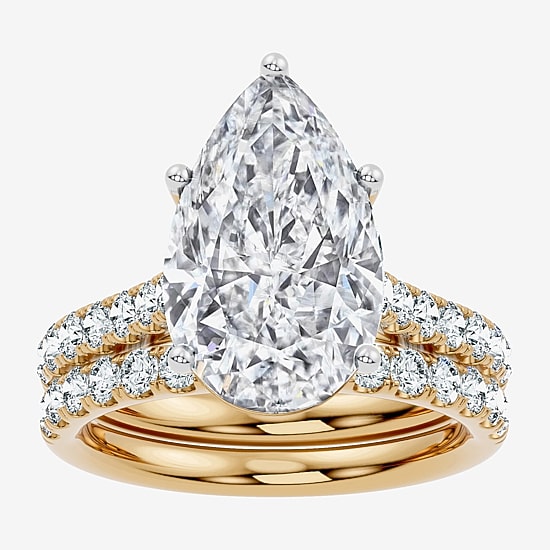 Signature By Modern Bride (F-G / Vs2-Si1) Womens 7 Ct.T.W. Lab Grown White Diamond 14K Gold Pear Side Stone Bridal Set