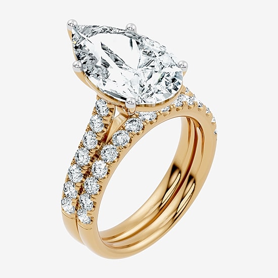 Signature By Modern Bride (F-G / Vs2-Si1) Womens 7 Ct.T.W. Lab Grown White Diamond 14K Gold Pear Side Stone Bridal Set