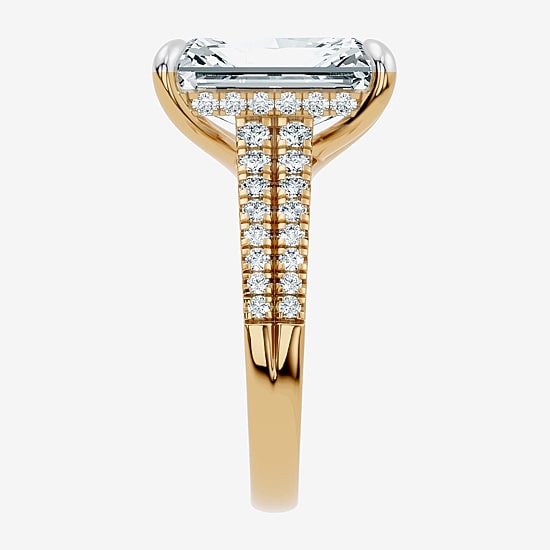 Signature By Modern Bride (F-G / Vs2-Si1) Womens 6 1/2 Ct. T.W. Lab Grown White Diamond 14K Gold Rectangular Side Stone Engagement Ring