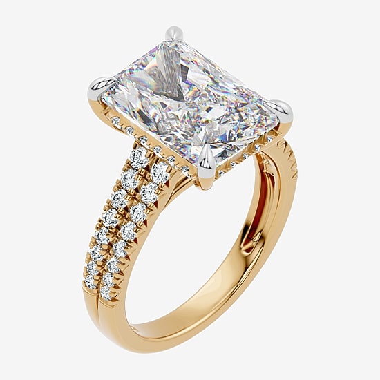 Signature By Modern Bride (F-G / Vs2-Si1) Womens 6 1/2 Ct. T.W. Lab Grown White Diamond 14K Gold Rectangular Side Stone Engagement Ring