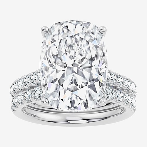 Signature By Modern Bride (F-G / Vs2-Si1) Womens 11 Ct.T.W. Lab Grown White Diamond 14K Gold Cushion Side Stone Bridal Set, 9, White