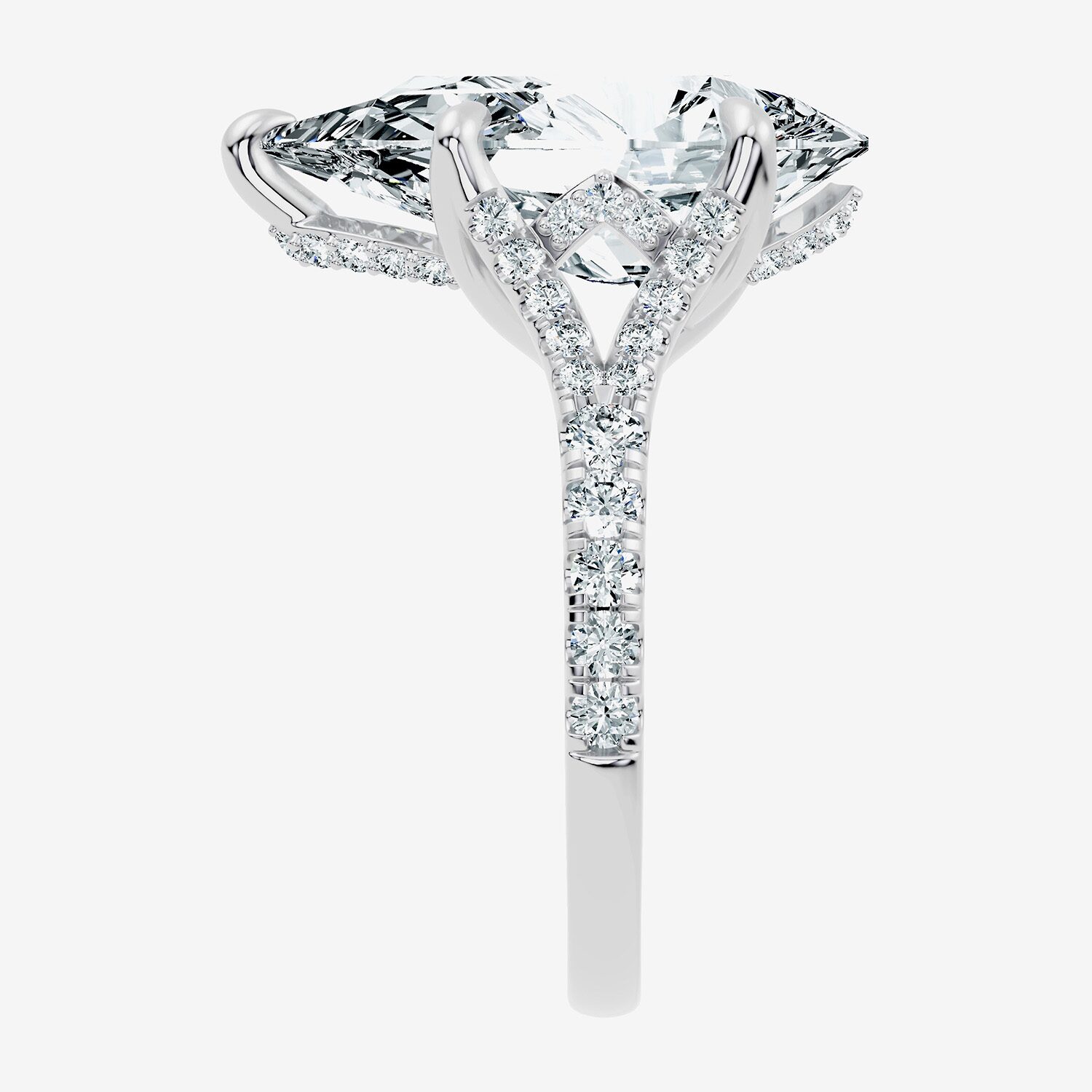Signature By Modern Bride (F-G / Vs2-Si1) Womens 1/2 Ct. T.W. Lab Grown White Diamond 14K Gold Pear Side Stone Engagement Ring