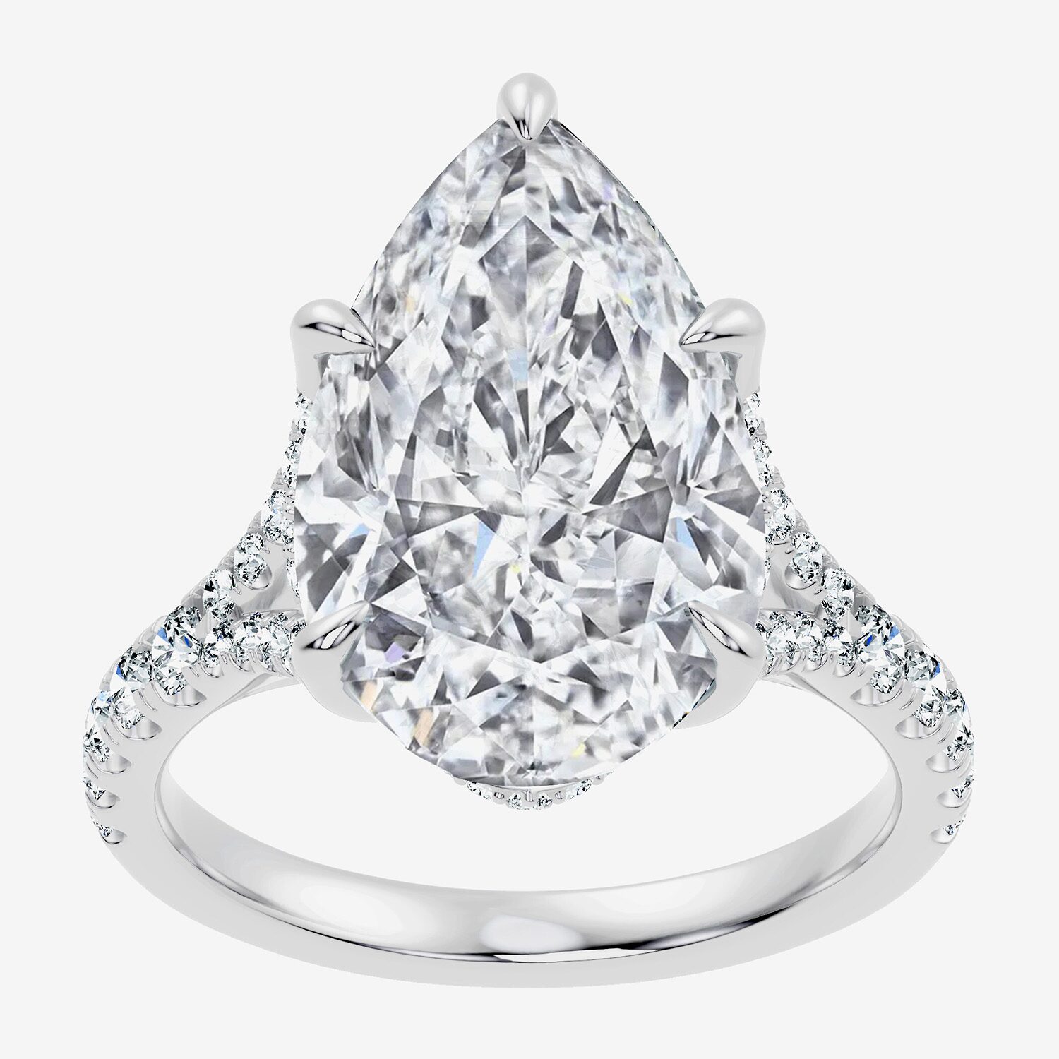 Signature By Modern Bride (F-G / Vs2-Si1) Womens 1/2 Ct. T.W. Lab Grown White Diamond 14K Gold Pear Side Stone Engagement Ring
